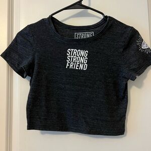 Strong Strong Friends - Small Gray Grey Black Crop Top